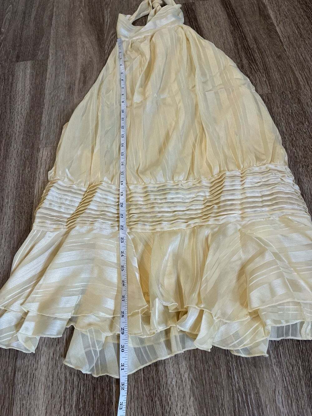 Peppermayo NWT Willow Chiffon Mini Dress in Butter Yellow Size 12 Open Back - Picture 6 of 9